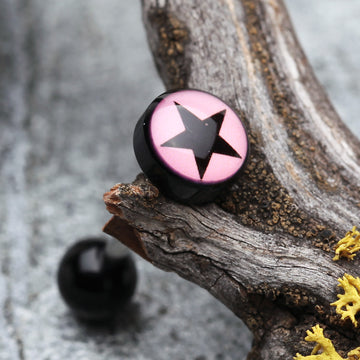 Detail View 1 of Star Eri Logo Acrylic Barbell Tongue Ring-Pink